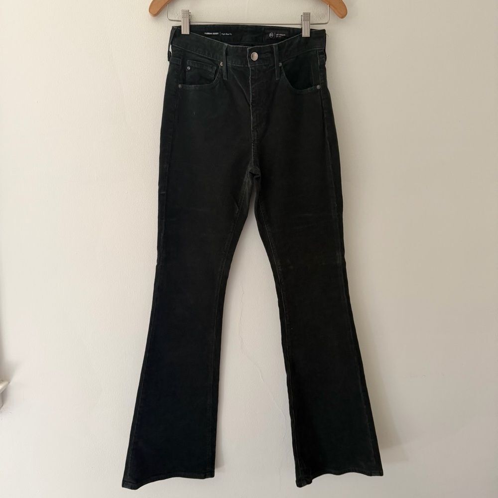 AG Farrah Flare Corduroy Pants Jeans High Rise Bootcut Green Size 26